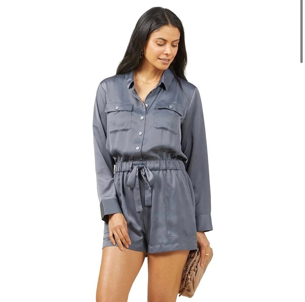 Outerknown Benson Jumpsuit Grey Galaxy Shortall Romper Long Sleeve Small